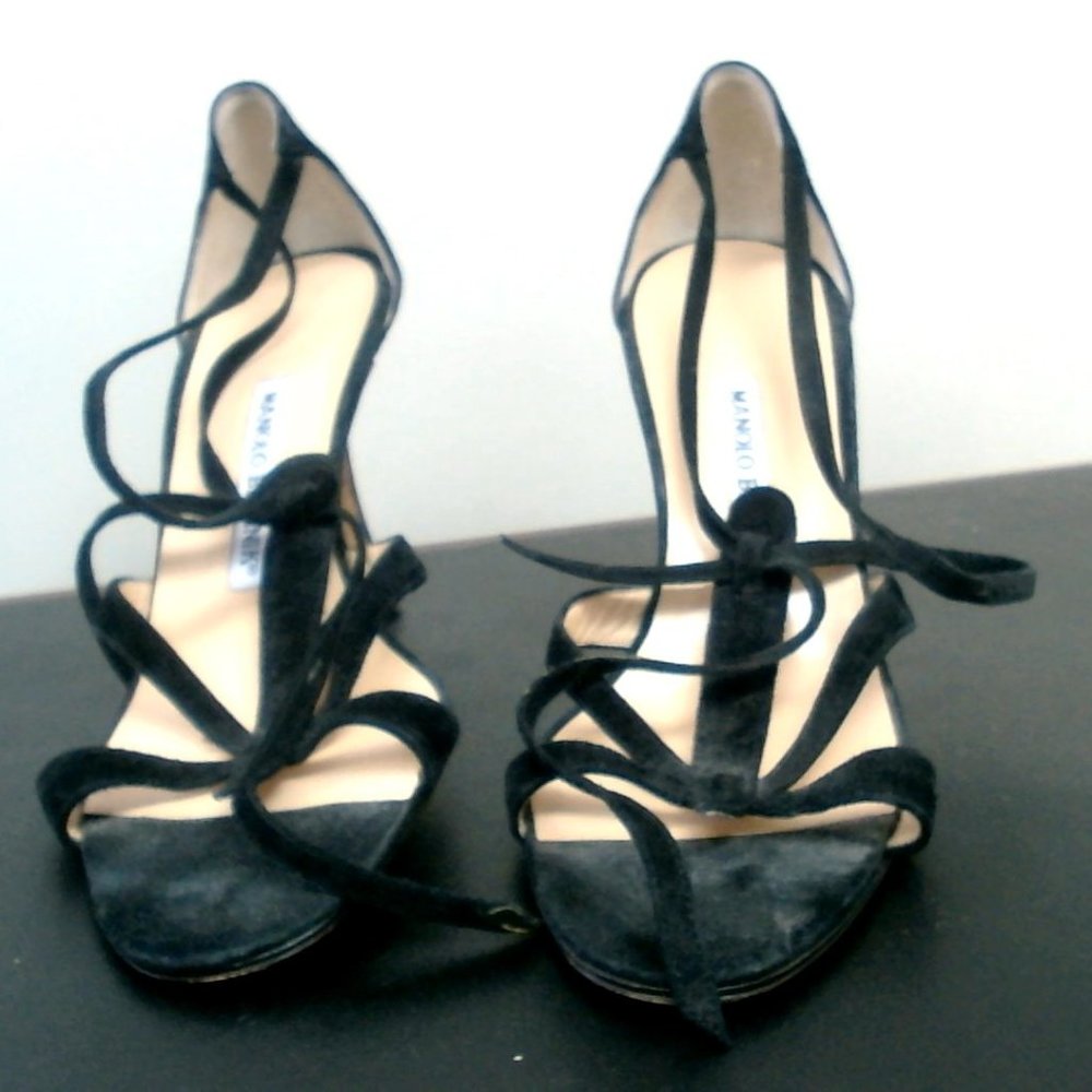 Manolo Blahnik - Black tie sandal - 38
